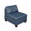 Chaise sans accoudoirs en cuir bleu encre avec pieds en bois, salon moderne en cuir véritable, design