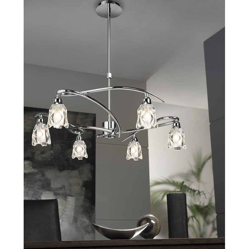 Watchman 6 - Light Shaded LED Chandelier, Polished Chrome