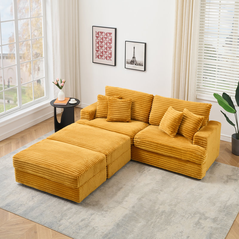 Aura Modular Sofa With Hidden Storage, Independent Spring Cushion & Cloudlike Memory Foam, Orange