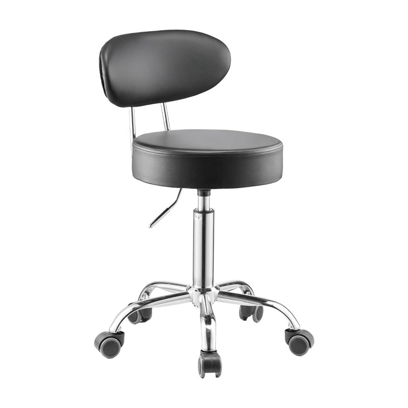 Tabouret d'atelier avec dossier, siège de garage pneumatique / tabouret de travail avec roues, charge de 300 lb, siège à roulettes réglable, tabouret d'atelier rembourré pivotant à 360 °, pour garage, atelier et réparation automobile, noir