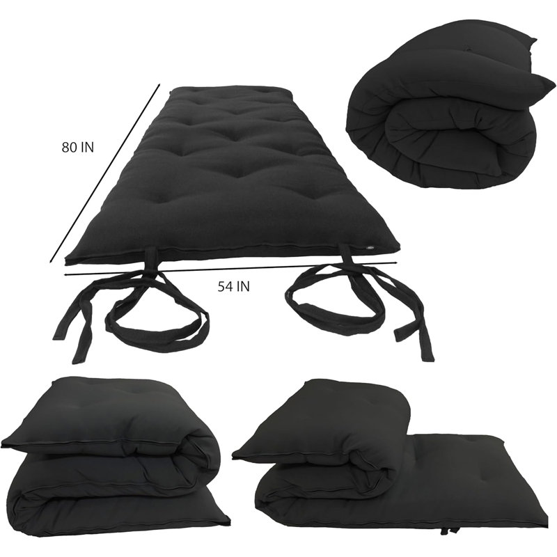 Matelas de futon double japonais traditionnel pleine grandeur 80 x 54 x 3, tapis de coussin pliables