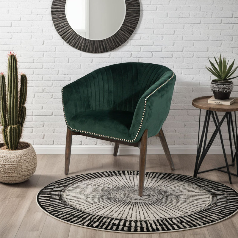 Fauteuil demi-tonneau en velours 28 po Barnes, Vert