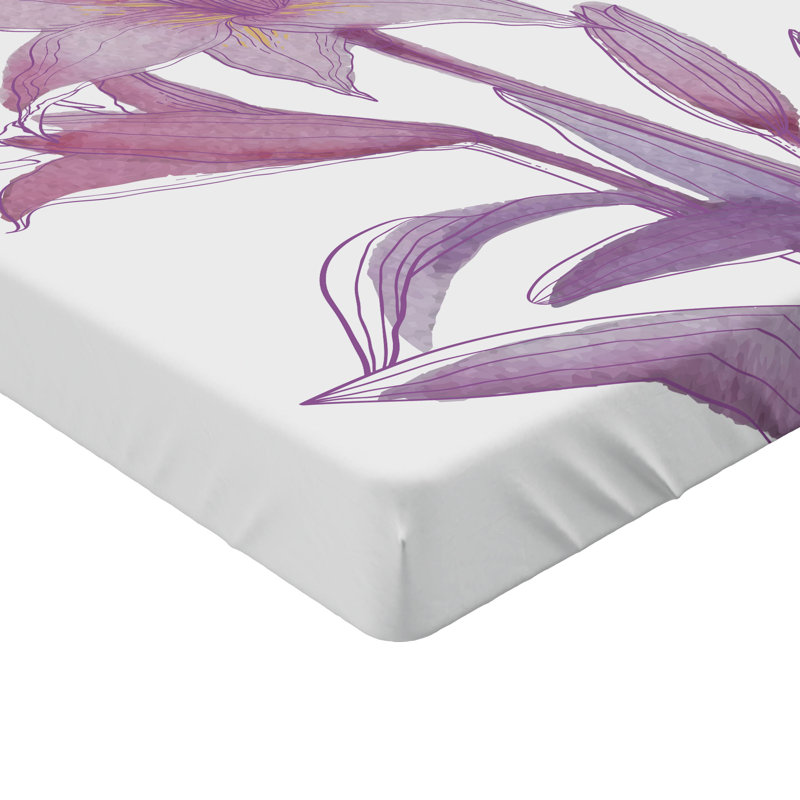 Ensemble de 2 draps-housses Ambesonne, Drap-housse simple TG, Mauve, violet / floral