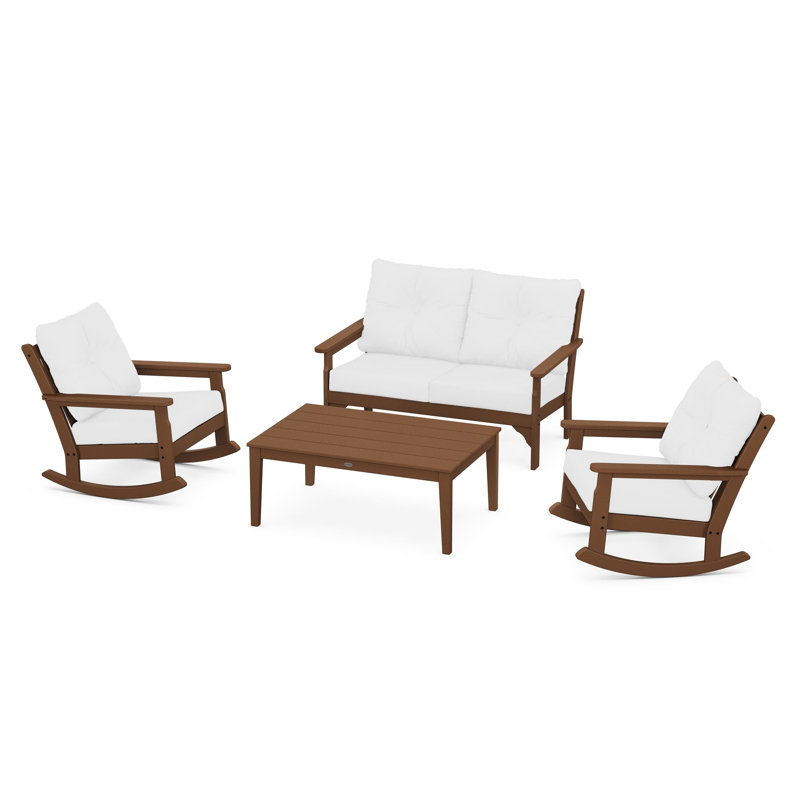 Ensemble de chaises berçantes 4 pièces Vineyard, Naturel, Teck