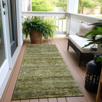 Machine Washable Indoor/Outdoor Christain ACN1166 Olive Rug
