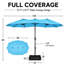 Parasol de marché rectangulaire de 13 pi x 8 pi avec base, parasol de patio triple, bleu ciel (sable non inclus)-1665109254