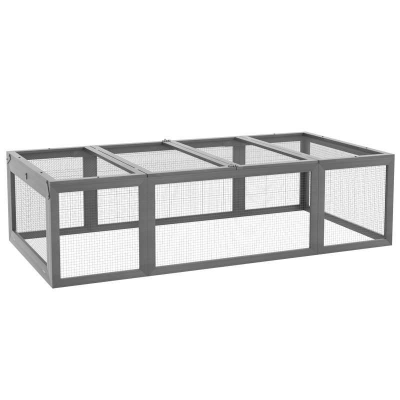 Grand refuge pour lapin en bois PawHut, Gris