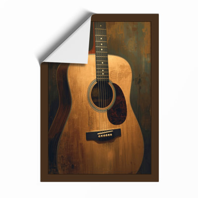 Weathered Guitar Rustic - Framed Print