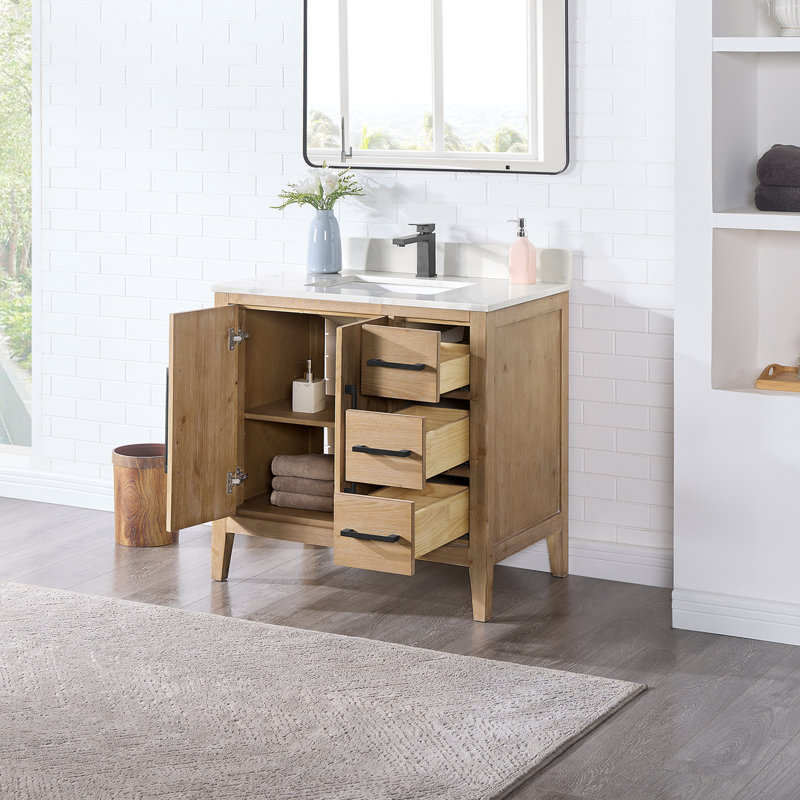 Laurel 35.2" Single Bathroom Vanity Base Only, Weathered Fir