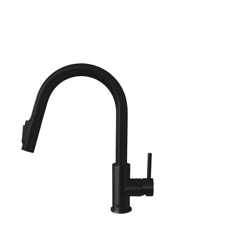 Robinet de cuisine élégant à poignée simple avec osmose réversible Modena, Noir mat