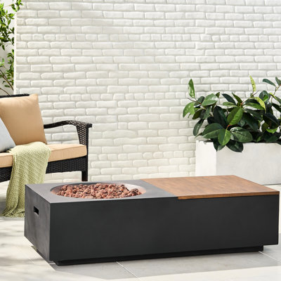 Foyer de table d'extérieur 50 000 avec rangement - Béton léger, gris foncé, brun naturel, foyer d'extérieur