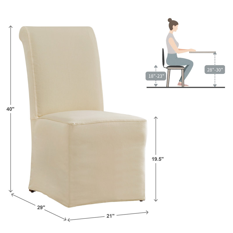 Chaise parsons rembourrée en coton Sela, Blanc cassé / blanc