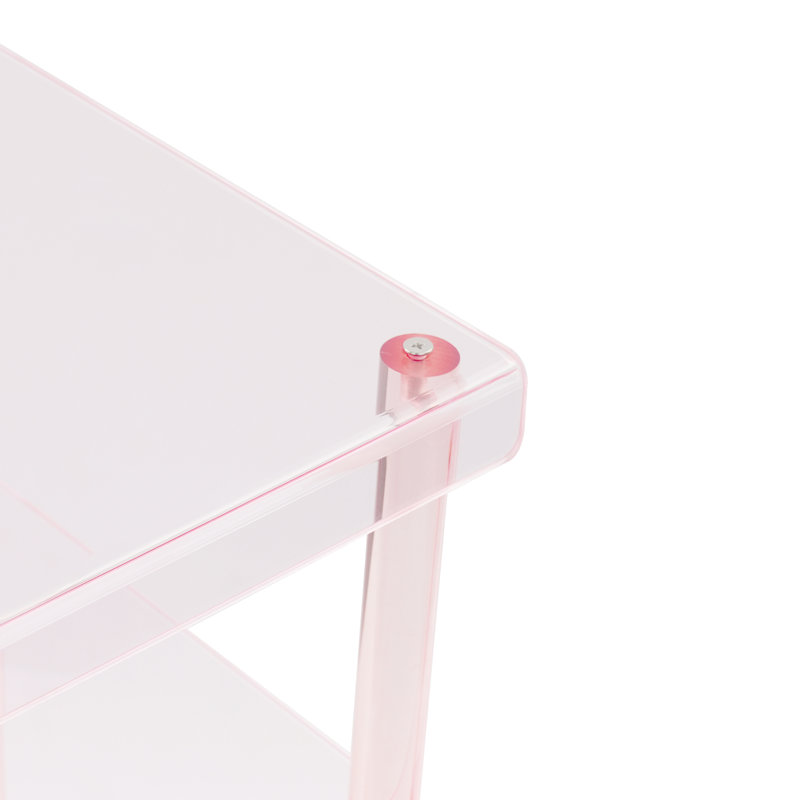 5 Tier Modern Floorstanding Acrylic Rectangular Shoe Rack for Entryway Clear Pink