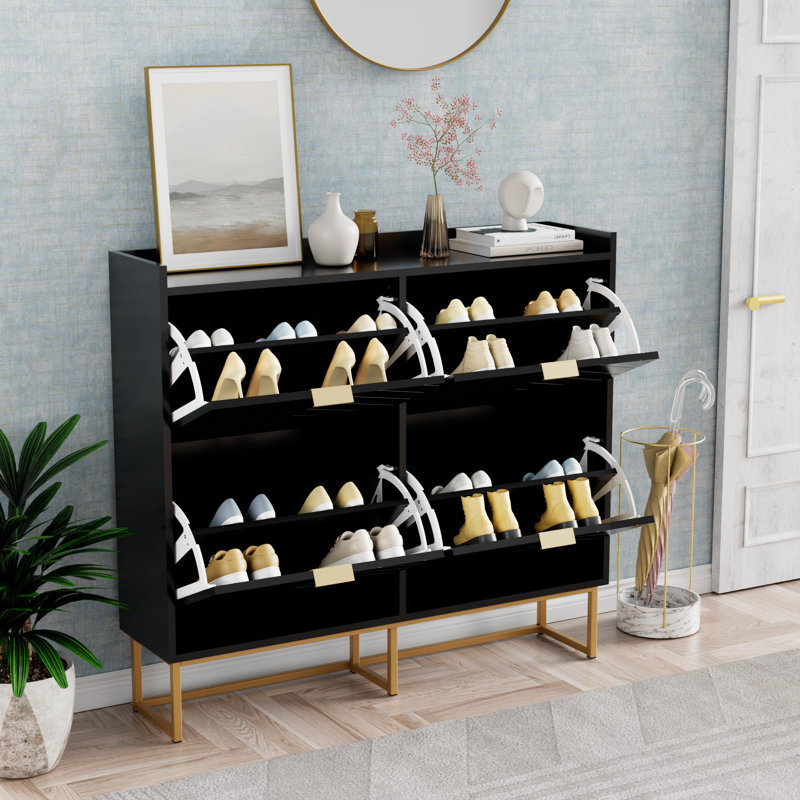 20 Pair Flip Down Shoe Storage, Black
