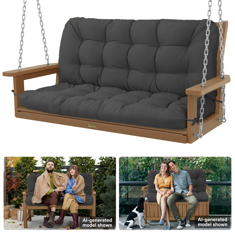 Coussin de banc d'extérieur imperméable pour 2-3 personnes, Grey