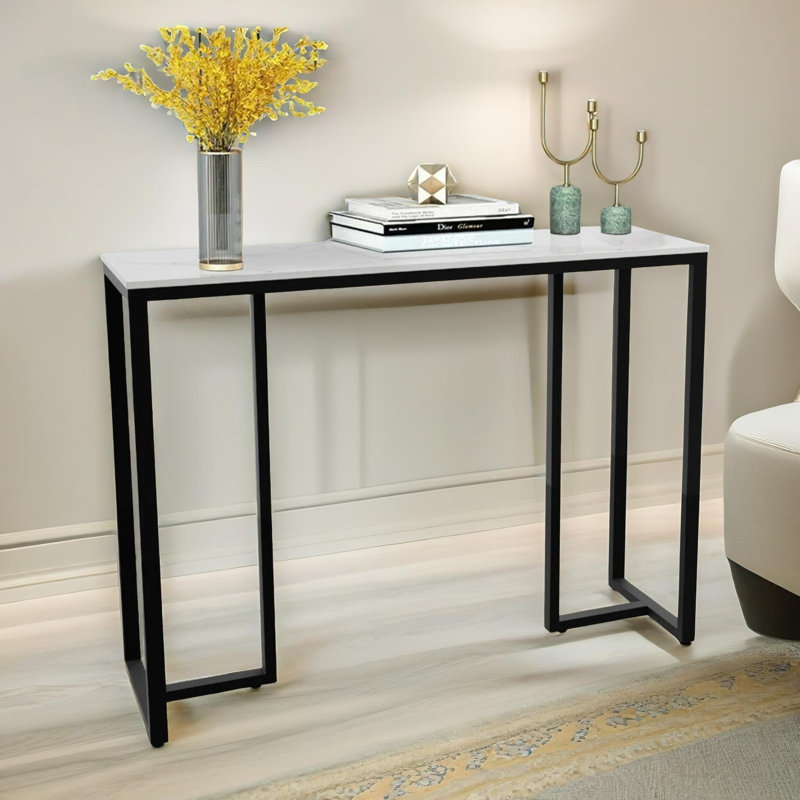 100cm Marble Console Table, Metal Frame, Entryway Furniture