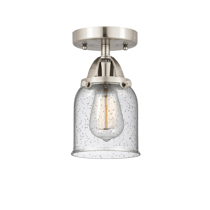 Plafonnier semi-encastré en verre à DEL, H 9,25 po x l 5 po x P 5 po, Grainé, Nickel satiné brossé