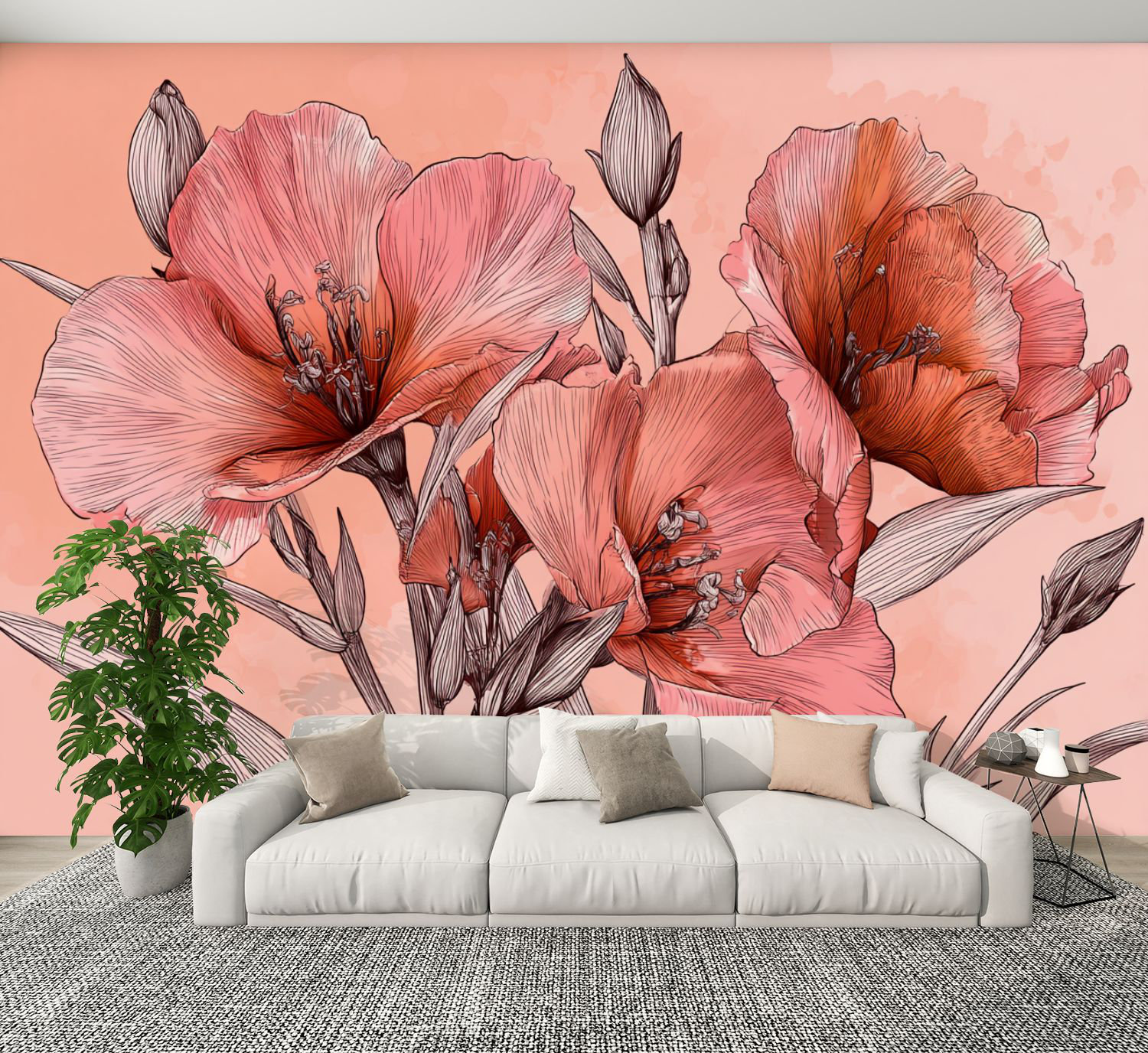 Red Barrel Studio® Boho Peel and Stick Wallpaper Elegant Hand Drawn ...