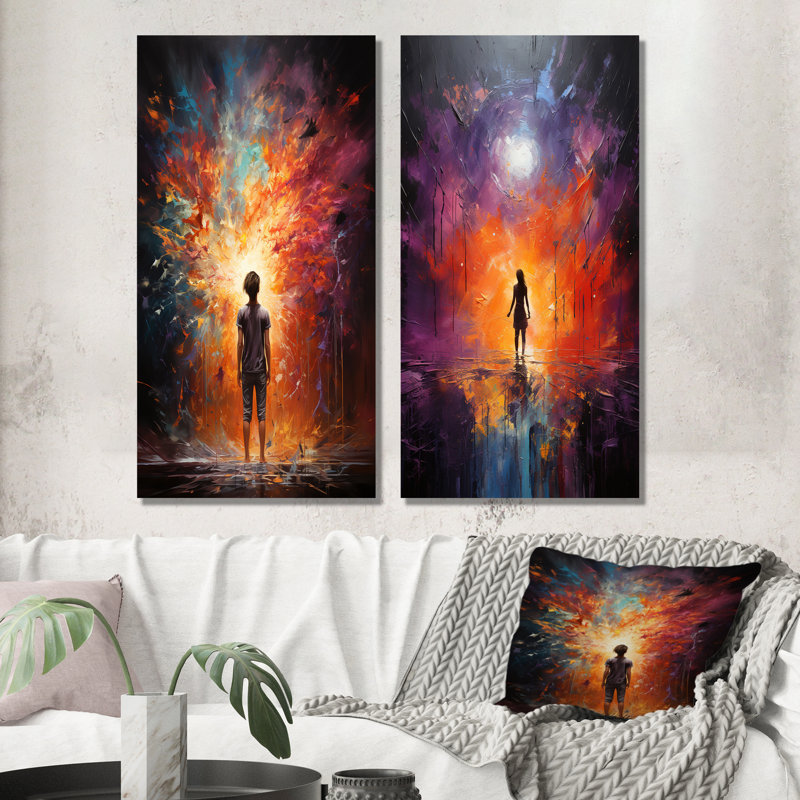 Médiation transcendantale - Portraits abstraits sur toile, ensemble de 2, H 28 po x l 25 po, Toile tendue