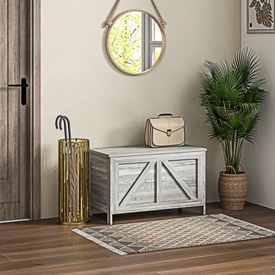 Accent Cabinet, Farmhouse Storage Chest, Lift Top Box Organizer With Safety Hinge To Open Up 100°