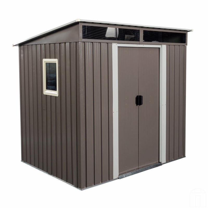 6Ft X 5Ft Outdoor Metal Storage Shed With Window Transparent Plate