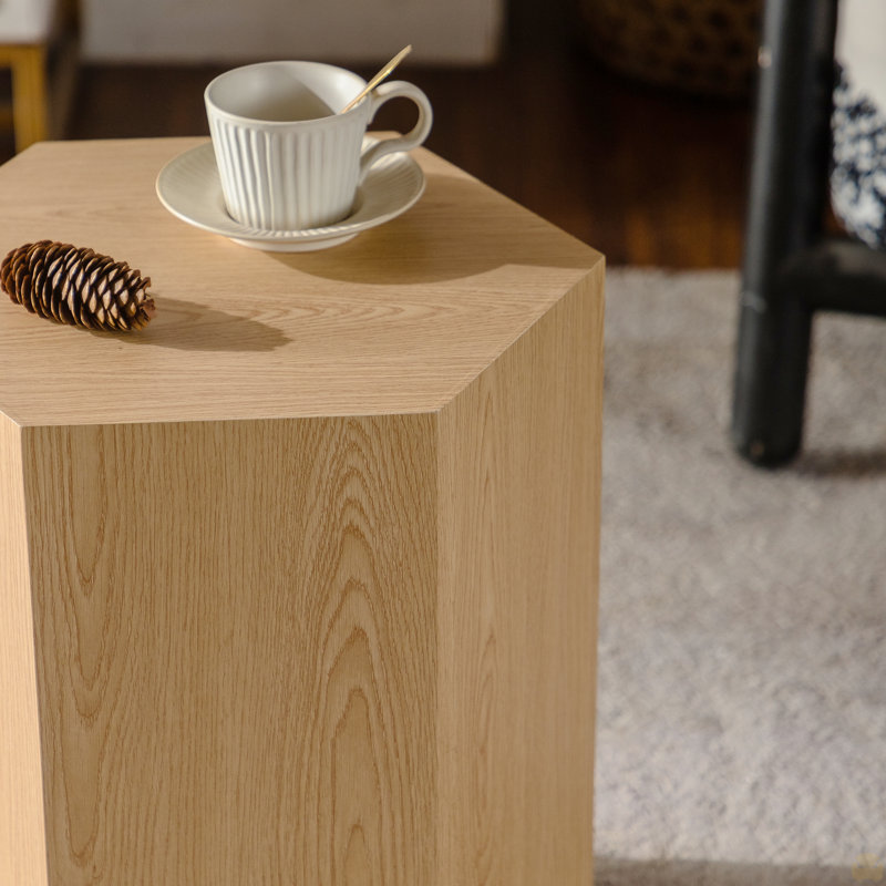 Table d'appoint Nesting Imitation Wood Grain, table d'appoint irrégulière, Naturel