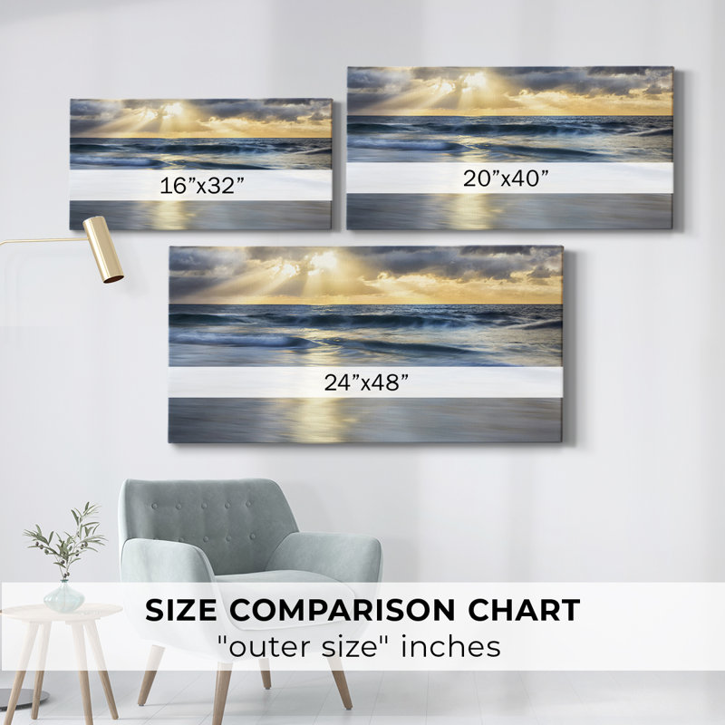 Cloudscape Shore - Toile tendue avec châssis - Prêt à accrocher, H 24 po x l 48 po