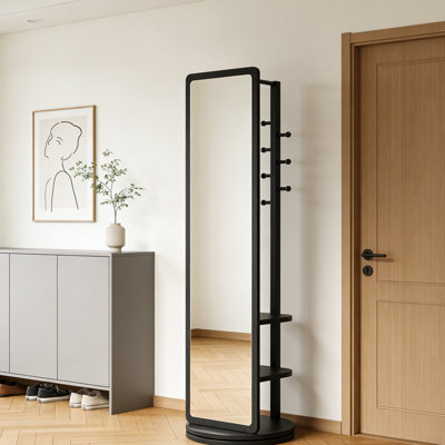 360° Rotating Storage Rack Coat Rack With Mirror
