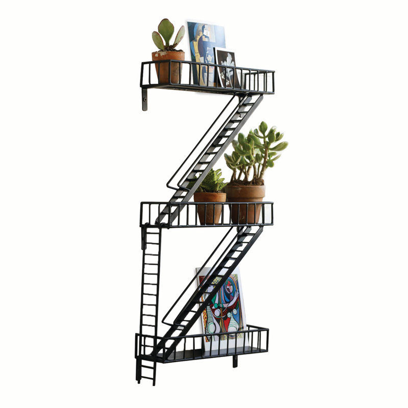 Balliet 3 Piece Metal Bracket Shelf, Black