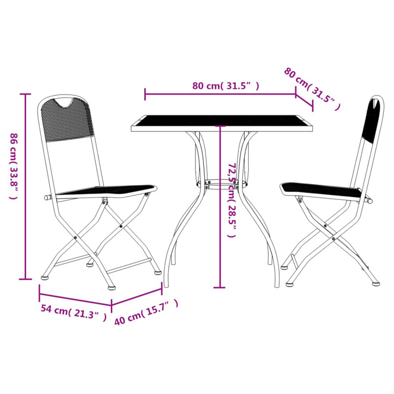 Brilan Dakota Fields Bar Set with Metal Frame and Metal Outer Material