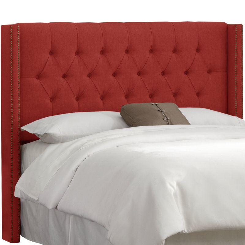 Tête de lit tapissier Wingback, Grand, Velours perle classique