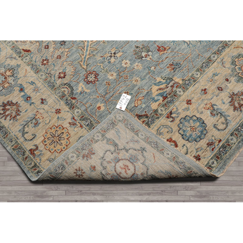 Tapis oriental traditionnel en laine noué à la main 9 x 12 po Khyber