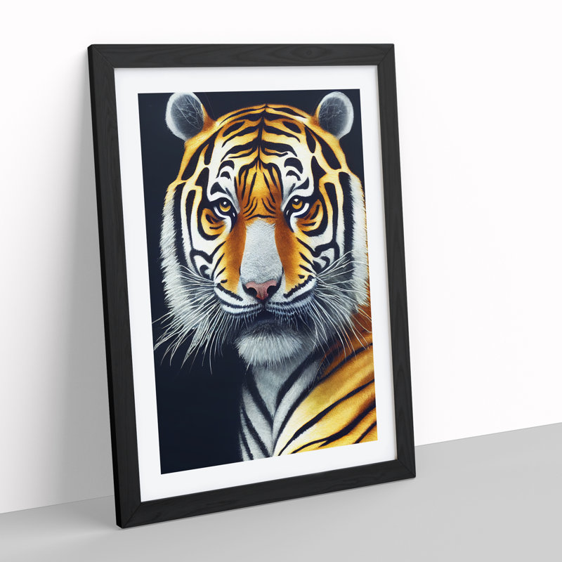 Royal Tiger - Single Picture Frame Print, 64cm H x 46cm W x 2cm D, Black Framed
