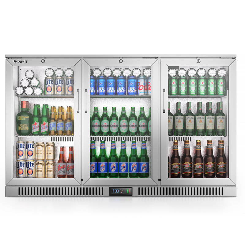 Coolski Beverage Refrigerator With 3 Doors, Commercial Back Bar Cooler For Beer Soda Wine, Counter Height Undercounter Display Fridge For Bar/home, Stainless Steel/led Lighting/etl Nsf Approved