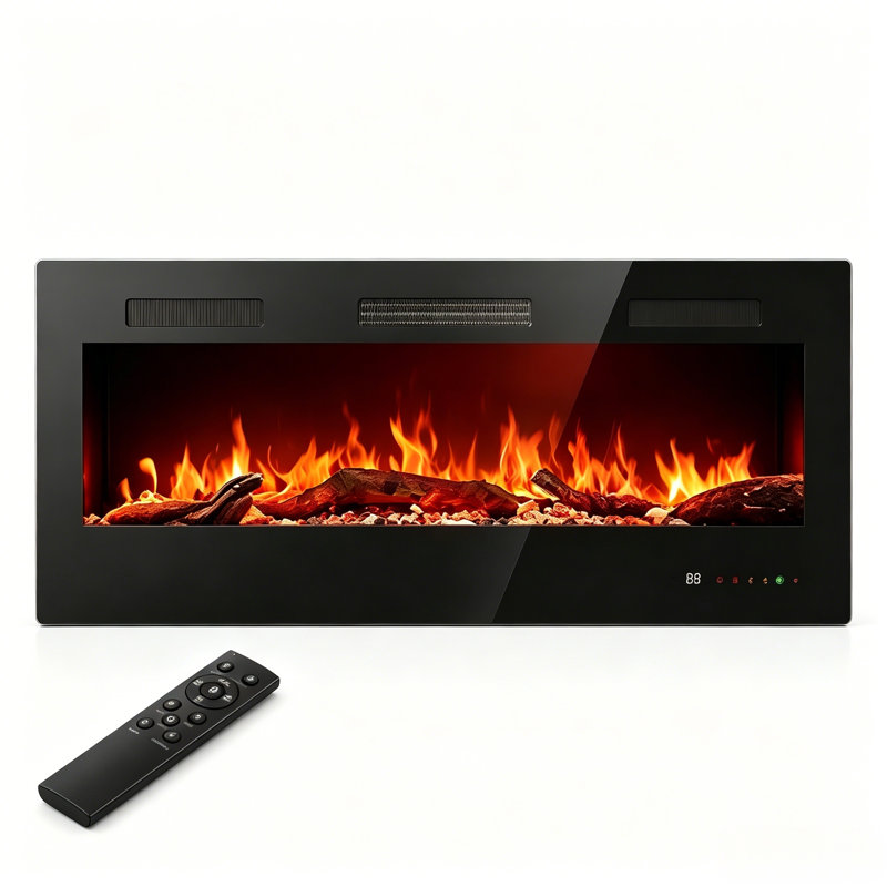 Recessed and Wall Mounted Electric Fireplace Heater with Remote Control, 13 Flame Colors, Overheat Protection, 5100 BTU
