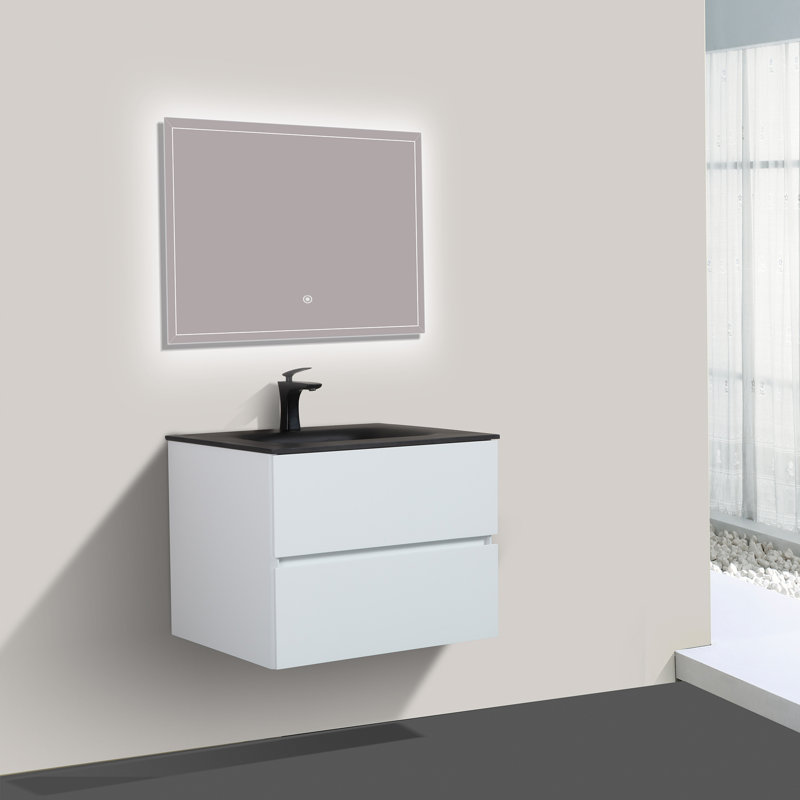 Ensemble de meuble-lavabo simple 26 po Emily, Noir, Blanc