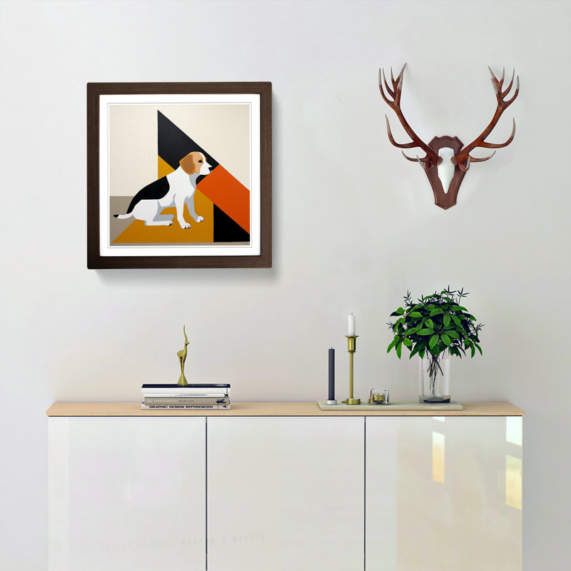 Beagle Suprematism No.4 - Framed Print, Walnut