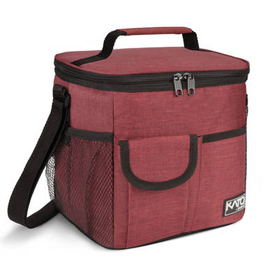 Kato Small Insulated Lunch Bag, Mini Thermal Portable Cooler Lunch Box Tote with Dual Zipper Closure for Men and Women, Red