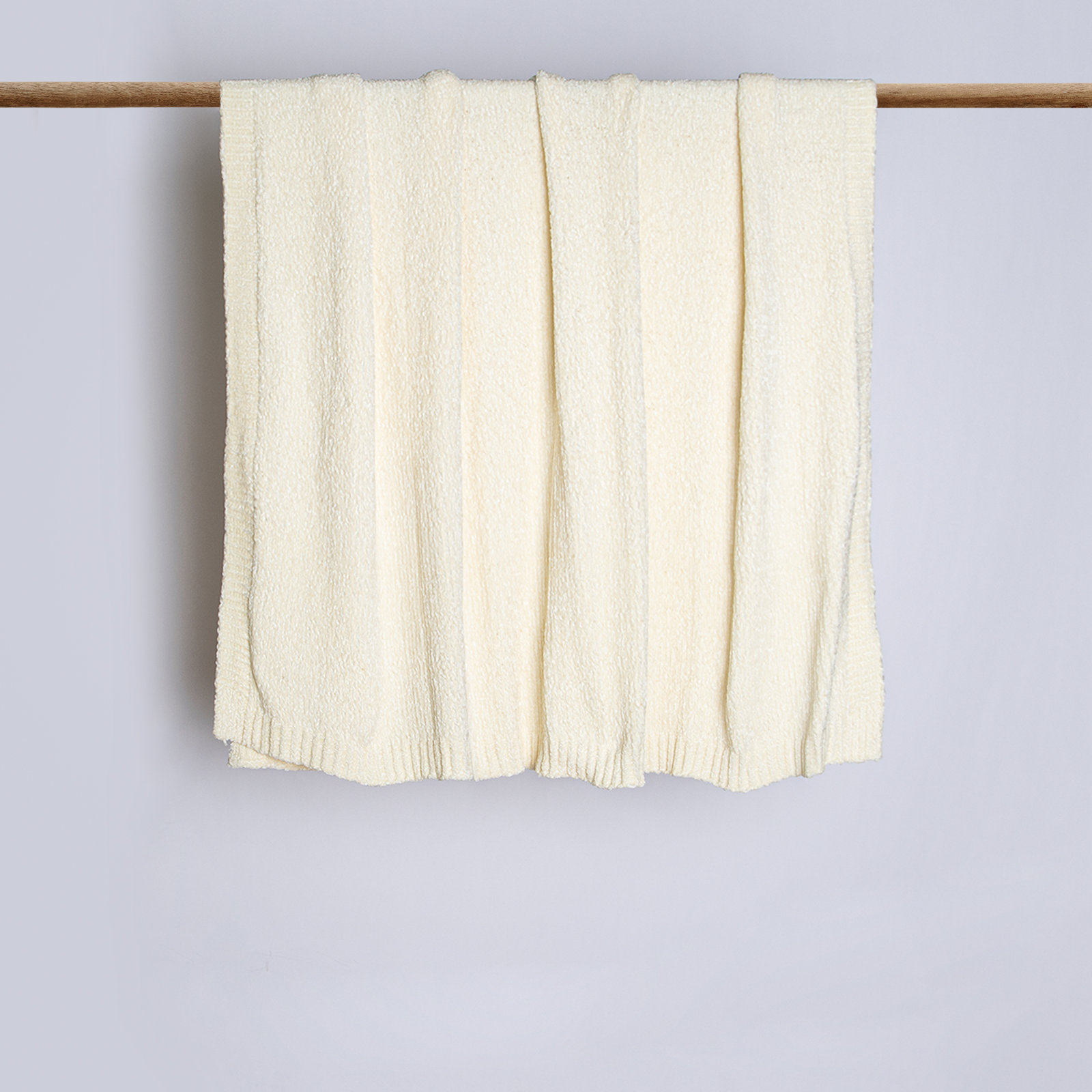 Jaz Knitted Throw Blanket, White