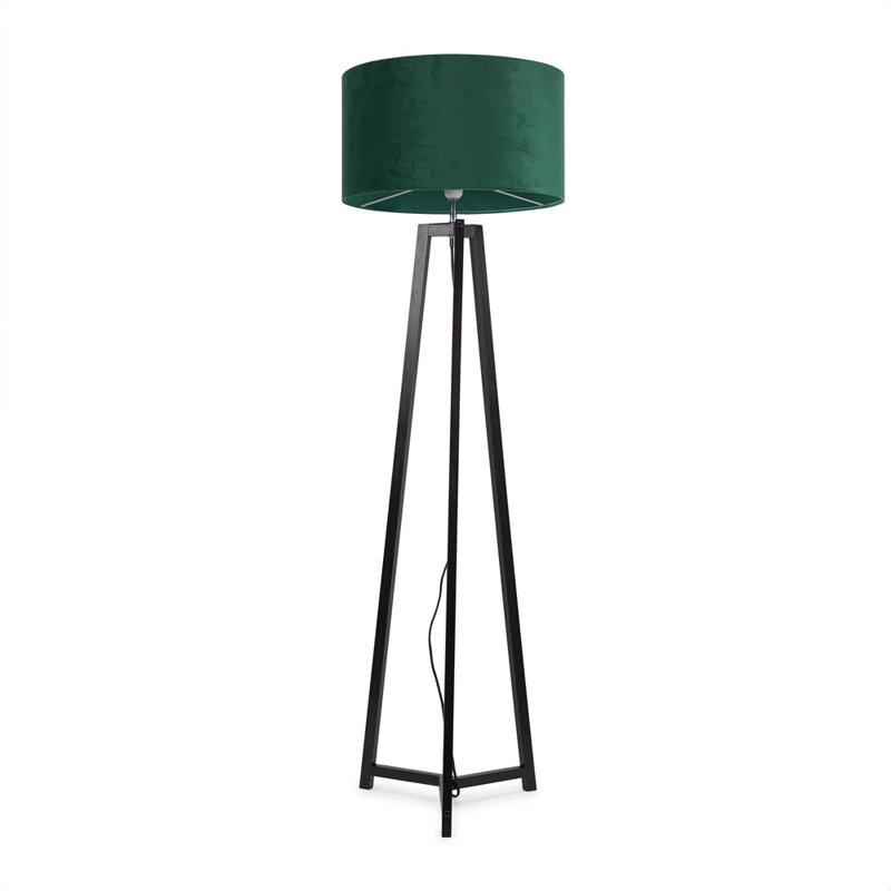 Rhavyn 148cm Traditional Floor Lamp, Forest Green, Matte Black
