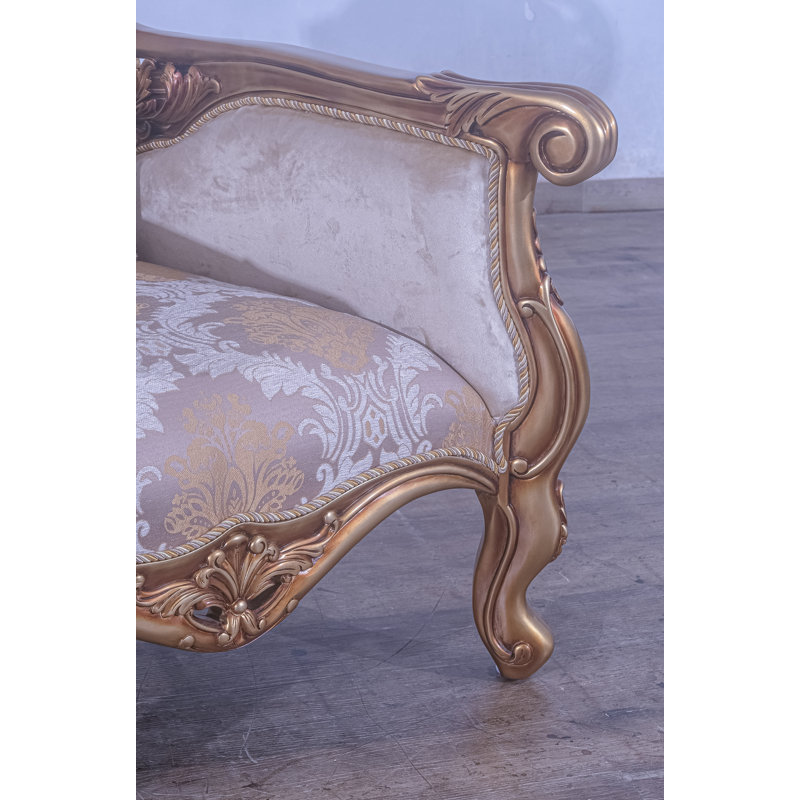 Armchair, Brown Linen Blend, Gold