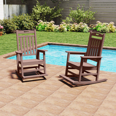 Outdoor HDPE Oversized Rocking Chair with Footboard(Set of 2) by Lark Manor
