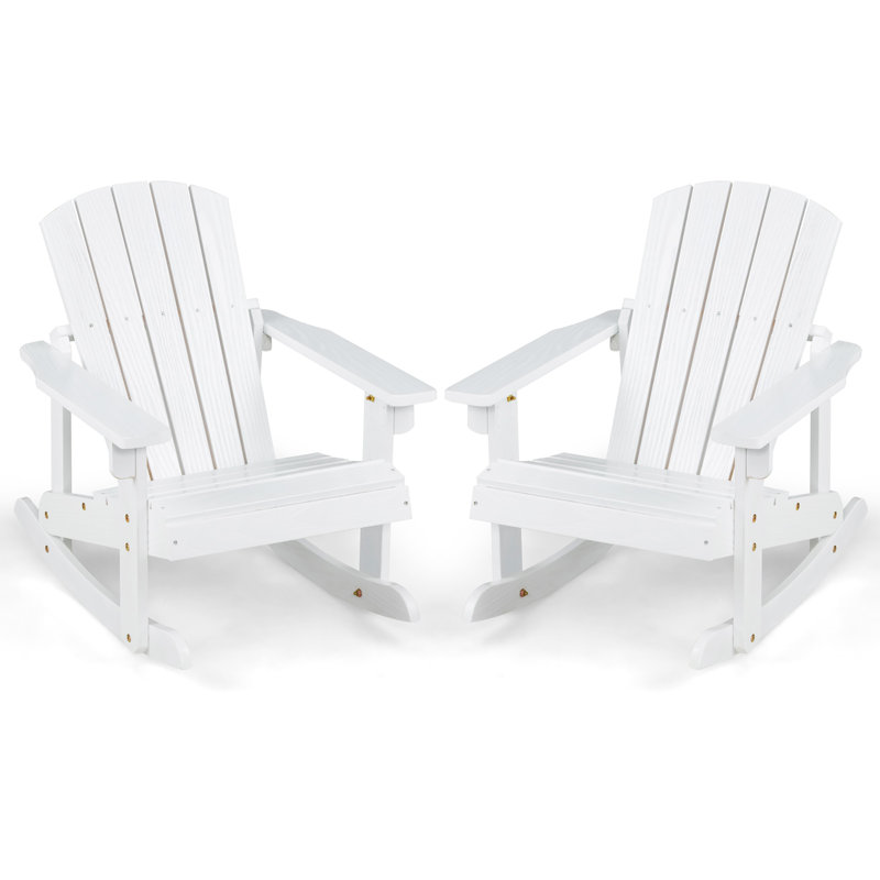 Ahona Fir Outdoor Adirondack Set, White