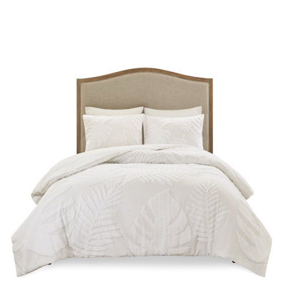3 Piece Cotton Chenille Comforter - King/ King, , Leaf Decor, Beach Bedroom Style, King Chenille, Theme, Coastal House Bedroom,