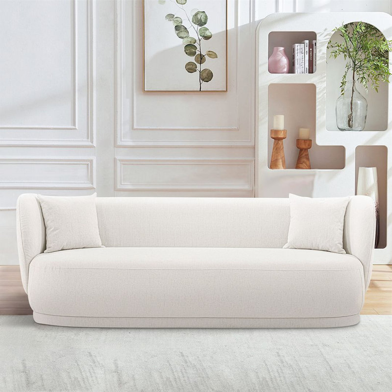 Siri 126.77'' Square Arm Sofa, Cream Linen