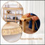 Console en bois fabriquée à la main avec garniture tissée à la main, tablettes de rangement à 3 niveaux, table d'entrée ovale avec pieds sculptés, table d'appoint rustique Coastal Farmhouse, table de canapé d'entrée de 49 pouces