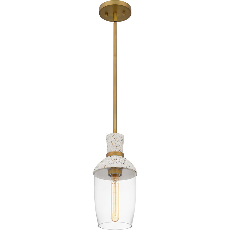 Luminaire suspendu simple en laiton vieilli / moucheté Terrazzo à 1 lumière Rounak