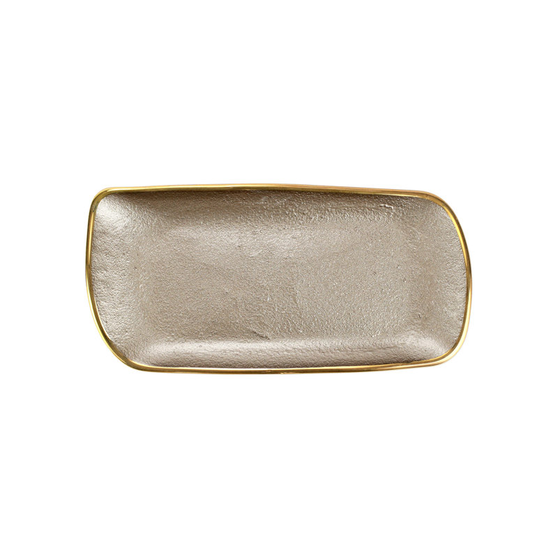 Plateau rectangulaire en verre métallique, Fauve