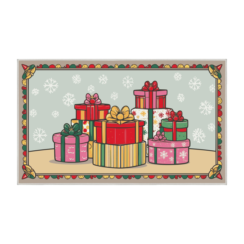 Tapis de Noël hiver lavable Ginza Six, Rectangle 7 pi x 9 pi