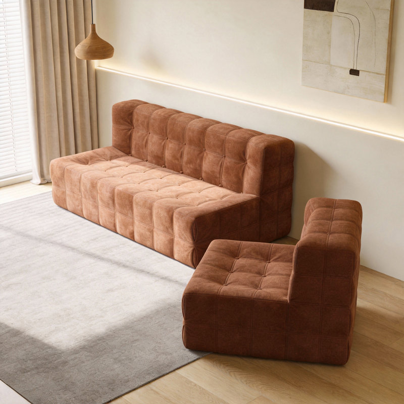 1 Seater Velvet Sofa, Orange